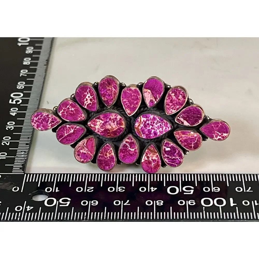 Southwestern Purple Sea Sediment Jasper Full Finger Cluster Ring Oxidized Copper